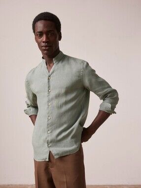 Figaret Paris Green Linen Carl Shirt Size Medium NWT